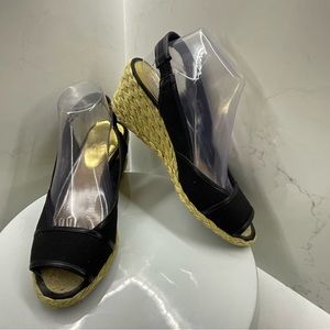 Lauren Ralph Lauren black canvas espadrille sandals size 9B Catrin